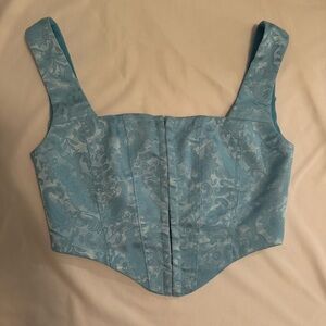 Princess Polly Powder Blue Brocade Corset - Size 4
